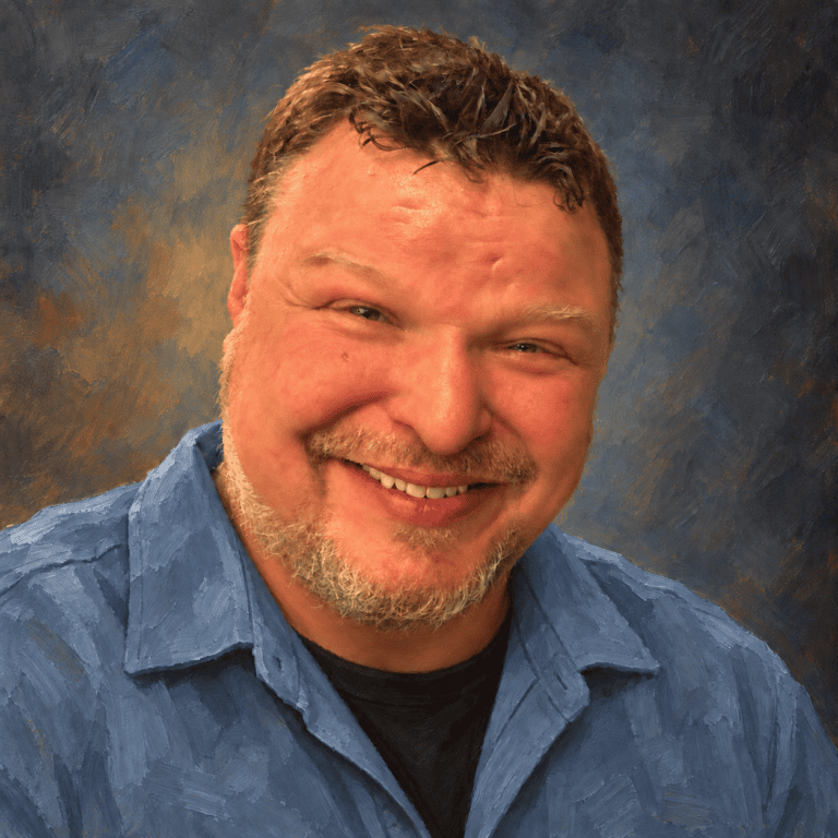 Painted portrait of Wes Woodell, Executive Director of AskBibleQuestions.com